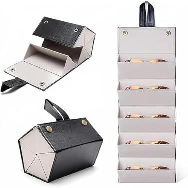 Imagem de Porta Óculos Estojo Portátil Organizador Viagem Necessaire Dobrável 5/3 Divisórias(5o ano Preta)
