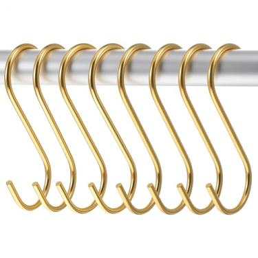 Imagem de AojSup 24 ganchos dourados S para pendurar – Gancho utilitário em forma de S de liga resistente de 11 cm, ganchos S perfeitos para organização de armários, panelas de cozinha, toalhas de banheiro