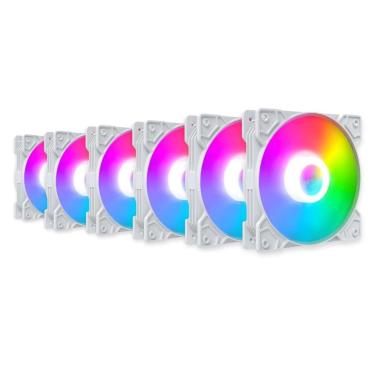 Imagem de Kit 6 Cooler Fan Snaker Shadow ARGB 120mm Silencioso Branco