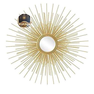Imagem de Espelho Dourado Sunburst Espelho Decorativo Montado na Parede Espelhos de Banheiro Sala de Estar Espelho de Parede Cozinha Espelho Decorativo Starburst Presente para Mãe Dourado 60 cm