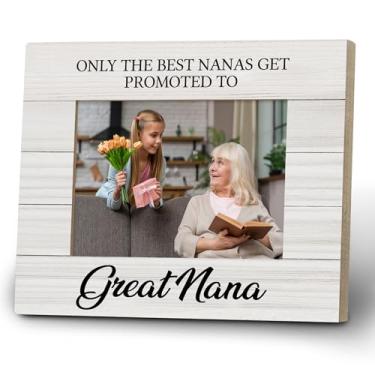 Imagem de KTYHD Porta-retrato Promoted to Great Nana Gifts, Only the Best Nanas Get Promoted to Great-Nana Porta-retrato de madeira 10 x 15 cm, presentes para avós avós, presente de anúncio para a avó