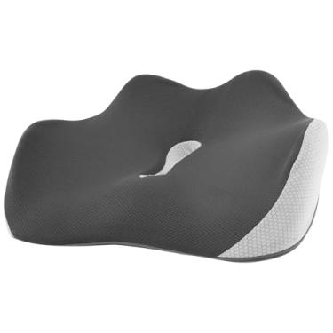 Imagem de Almofada macia para cadeira de assento de espuma viscoelástica com capa removível, suporte lombar ergonômico para costas confortável almofada de assento adequada para escritório em casa (cinza)