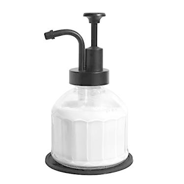 Imagem de Dispensador de sabão de vidro de 236 ml para bancada de cozinha e banheiro, bomba de ação suave recarregável para lavar as mãos, detergente de prato, estilo fazenda com forma cilíndrica de shampoo