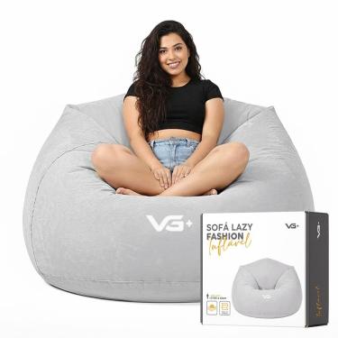 Imagem de Poltrona Inflável Puff Lazy Fashion Aveludado Assento Pufe VG Plus Cinza