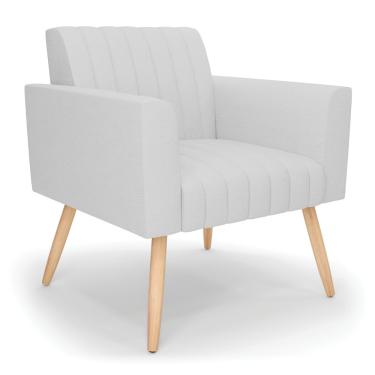 Imagem de Poltrona Viena Gomada Linho Cinza A05 Pés Palito Natural - D'Rossi