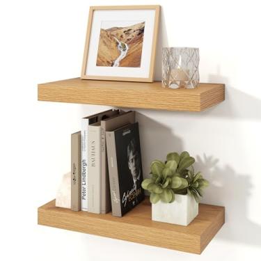 Imagem de Ornawit Prateleiras flutuantes para parede, prateleiras de madeira rústica montadas na parede para banheiro, quarto, sala de estar, cozinha, prateleira suspensa para livros/armazenamento/decoração de