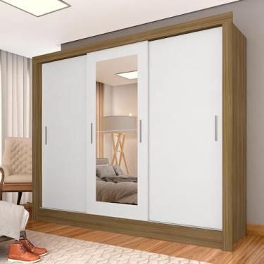 Imagem de Roupeiro 3 Portas Casal Com 2 Espelhos Aurora Bore/bran - M. Arapongas Boreal/branco