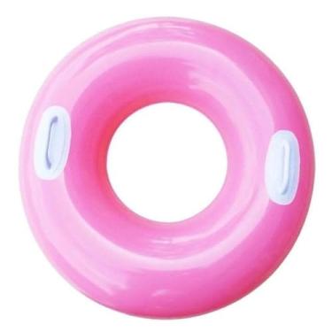 Imagem de Boia Redonda De Piscina Inflavel 76cm Com Alca Boia Piscina Adulto Esmeralda Neon Estabilidade Extra Ideal Piscina Praia Calma(Rosa Pink)