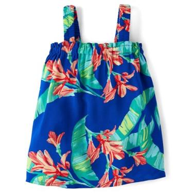 Imagem de The Children's Place Vestido casual sem mangas para bebês meninas e recém-nascidos, Azul Tropical, 6-9 Meses