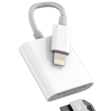 Imagem de Leitor de cartão SD Lightning (2 em 1) para iPhone 14 13 12 Pro Max Dual Slot Micro SD TF Câmera Digital Memória Foto Adaptador de Transferência de Dados para Apple Conversor para iPad Acessórios