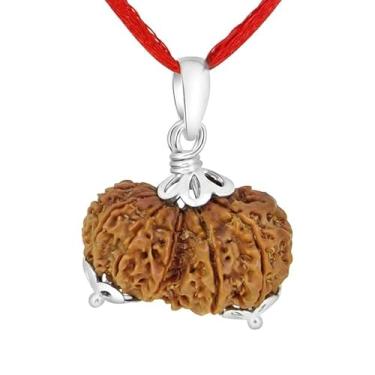 Imagem de Arihant Gems & Jewels 9 Mukhi Gauri Shanker Nepali Rudraksha com pingente de prata 925 | Unissex | Energia positiva e cura espiritual