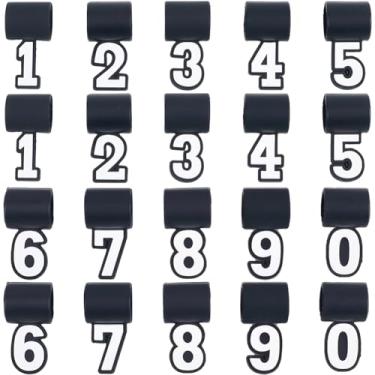 Imagem de SUNNYCLUE 1 caixa, 20 peças, 10 estilos, número de beisebol, berloques, números de silicone, a granel, borracha macia, focal, 0 a 9, pingentes esportivos para fazer joias, colar de corda trançada