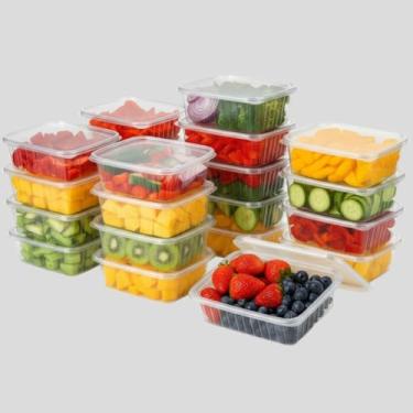 Imagem de Pote Descartável Retangular 500ml com Tampa – Kit 10 Unidades – Marmita Fitness, Freezer e Micro-ondas, Plástico Livre de BPA