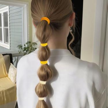 Imagem de 5 peças de laços de cabelo de toalha para pães de cores mistas em embalagem laços de cabelo altamente elásticos sem danos (amarelo)