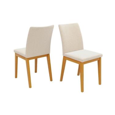 Imagem de Cadeira Sala De Jantar Vitoria Madeira Kit 2 Un Ipe-boucle Perola - Dj Móveis