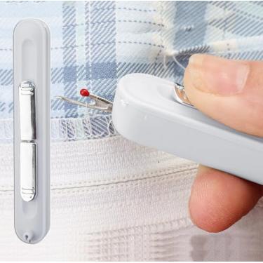 Imagem de Passadores de agulha automáticos 2 em 1 atualizados, estriador de costura, kit de costura, máquina de costura rápida (roxo, 11 cm)