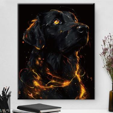 Imagem de Pôster de arte de parede em tela estética de animal preto e dourado - decoração de parede em ouro preto para sala de estar quarto dormitório 20 x 25 cm emoldurado