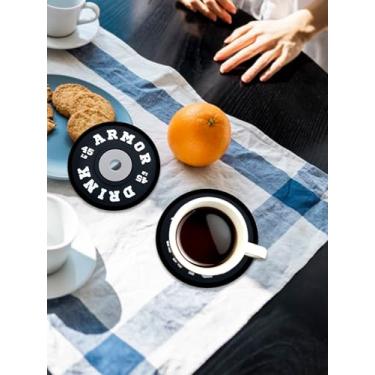 Imagem de 4 peças de porta-copos redondos antiderrapantes de silicone para copos de café, acessórios de academia, presente (preto)