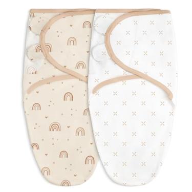 Imagem de Cobertor para bebê, 0 a 3 meses, saco de dormir de algodão com braço, cobertores vestíveis para meninos recém-nascidos (arco-íris e cruz, pacote com 2)