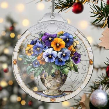 Imagem de Enfeites de Natal, flores de cristal, enfeites de árvore de Natal feitos à mão, decoração de carro e casa - presentes de Natal, decoração de artesanato em acrílico, ideias de troca de presentes para