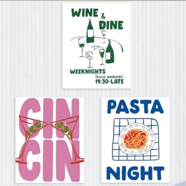 Imagem de 3 peças de arte vintage vinho parede impressão bar carrinho acessórios decoração parede cozinha arte pôster moderno moderno feminino pintura para sala de dançar apartamento sala de estar decoração de