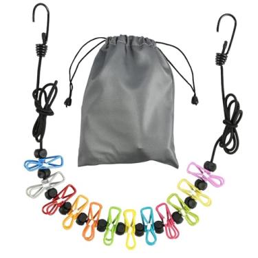 Imagem de Varal com 12 clipes coloridos – linha de secagem portátil e ajustável para uso interno e externo, ideal para viagens, acampamento e lavanderia doméstica, design forte e à prova de vento