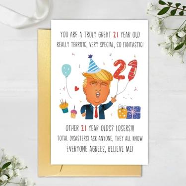 Imagem de Cartão engraçado de aniversário de 21 anos de Trump para ele ela, Hilarious Donald Trump 21st Birthday Card for Son Daughter, Humor 21 Years Old Birthday Card for Sister Brother, 21st Bday Card Gifts