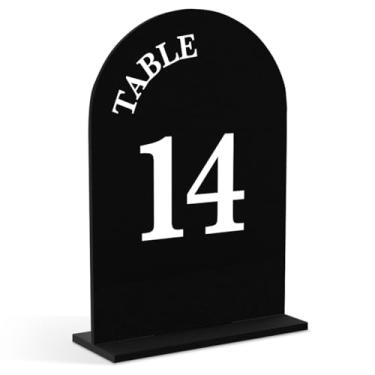 Imagem de Números de mesa de acrílico para casamento, placa de mesa com suporte para peça central, recepção, festa, evento, 12 x 18 cm acrílico preto - 35 cm