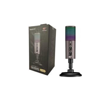 Imagem de Microfone Gamer Usb Mesa Havit Gk61 Rgb Omnidirecional Preto