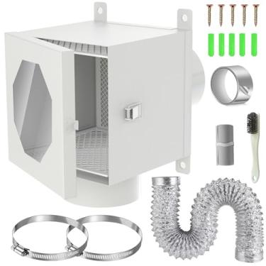 Imagem de Guweta Armadilha de fiapos para duto de secador de metal, kit de ventilação de secador interno com coletor de fiapos, armadilha secundária de fiapos com mangueira de ventilação de secador de 10 cm, 2