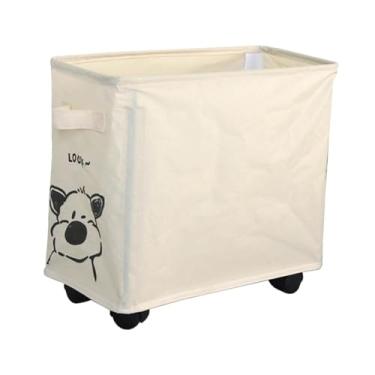 Imagem de Bothyi Carrinho utilitário para embaixo da mesa com rodízios, cesto de roupa suja que economiza espaço, ideal para escola, dormitório ou escritório, Branco