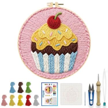 Imagem de ORIGACH Kit de agulhas de bordado para adultos iniciantes kit de costura de sobremesa de frutas para artesanato artístico e decoração de casa, projeto fácil de perfuração de agulha com aro de 20 cm