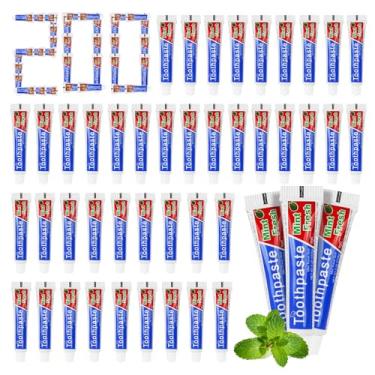 Imagem de HOIQIRY Pastas de dente tamanho pequeno para viagem de 7,9 g - Pacote com 200, pasta de dente descartável sabor menta 2 x 8 cm de uso único para hotel, acampamento, sem-teto, caridade, convidados