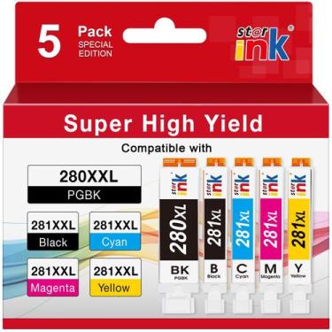 Imagem de Cartuchos de tinta st @r ink PGI-280XL/CLI-281 Pacote de 5 cores Canon