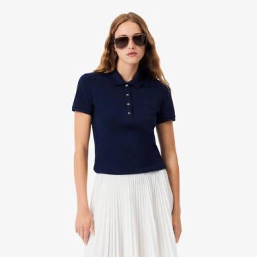 Imagem de Camisa Polo Mini-Piqué Stretch Slim Fit L.12.D - LACOSTE, M, Azul mari