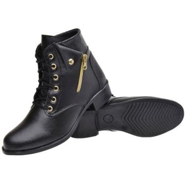 Imagem de Coturno Feminino Bota Cano Curto Salto Baixo Estilo Confortável - Mr t