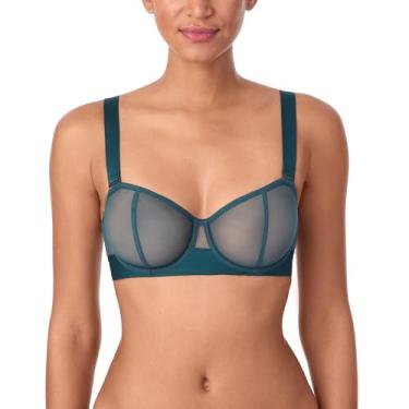 Imagem de DKNY Sutiã feminino Sheers conversível sem alças, verde marinho escuro, 34C