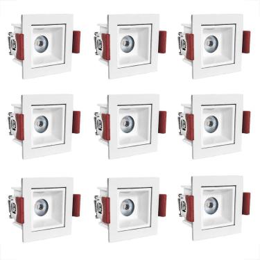 Imagem de 9 Spot Mini Dowlight Led Embutir 3000K Quadrado Branco Bet55