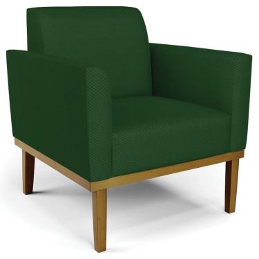 Imagem de Poltrona Decorativa Base Madeira Castanho Maressa Veludo Luxo Verde - Ibiza