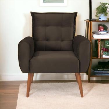 Imagem de Poltrona Decorativa Para Sala Ravi Veludo Marrom