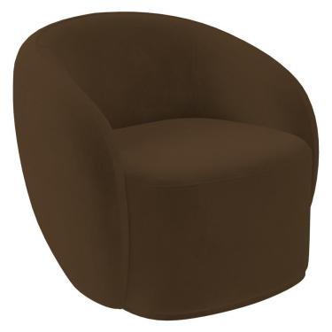 Imagem de Poltrona Para Sala De Estar Giratória Orgânica Garbin K04 Veludo Marrom - Mpozenato