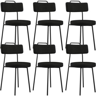 Imagem de Kit 06 Cadeiras Decorativas Estofada Para Sala De Jantar Barcelona L02 Poliéster Preto