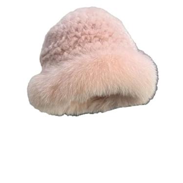 Imagem de Chapéu feminino de palha de pele fofa quente de inverno chapéu de pescador de pele com bordas de pele macia chapéu de proteção de orelha chapéu coreano pnnrk tamanho único
