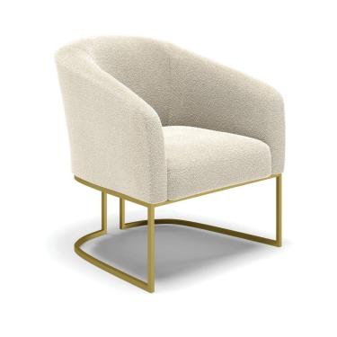 Imagem de Poltrona Decorativa Base Industrial Dourado Stella Bouclê D03 - D'rossi Cor Mostarda