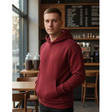 Imagem de Moletom Canguru Com Capuz Unissex Básico Confortável Casual - Slim Fit