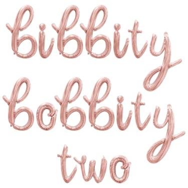 Imagem de Cursive Script Letter Balloons - BIBBITY BOBBITY TWO 16" Inch Alphabet Letters Foil Mylar Balloon 2nd Birthday Party Banner (Rose Gold)
