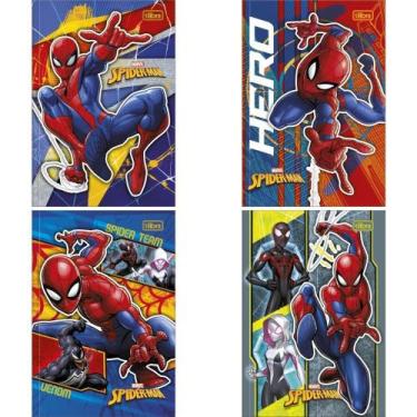 Imagem de Caderno Brochura 1/4 Capa Dura SPIDER-MAN TOP 48 Folhas - Pacote com 5