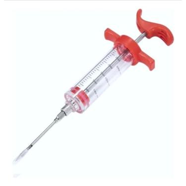 Imagem de Seringa Injetora de Temperos e Marinados, Vermelha, Aço Inoxidável, com Agulha para Carne e Frango, Ideal para Churrasco e Cozinha