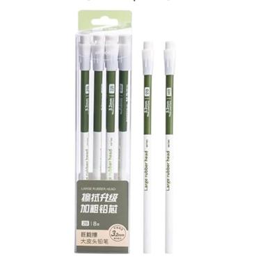 Imagem de M&G Lápis 2B com caixa de madeira, pacote com 8 lápis jumbo triangulares com borrachas, núcleo grosso