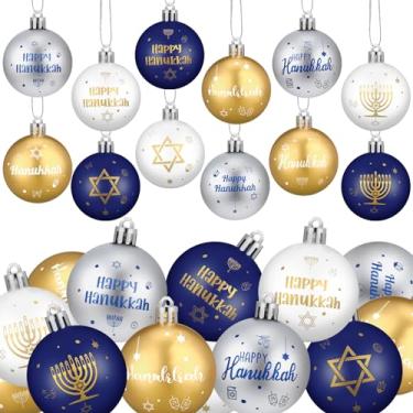 Imagem de Hiboom 12 peças de enfeites de bola de Hanukkah de plástico branco azul ouro chanucá judaico ornamentos decorativos pendurados decoração de Hanukkah decoração de menorá decorações decorativas de